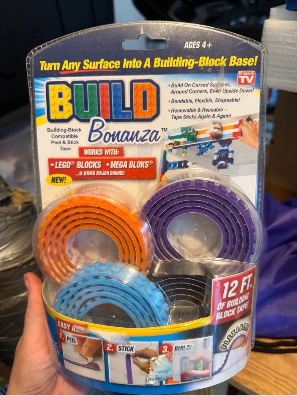Build Bonanza Building-Block Peel & Stick Tape - Orange, Purple, Blue, Black